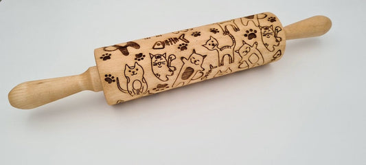 Engraved rolling pin | Cats Rolling Pin - Cats