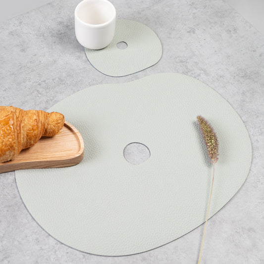 Natural leather placemat and coaster